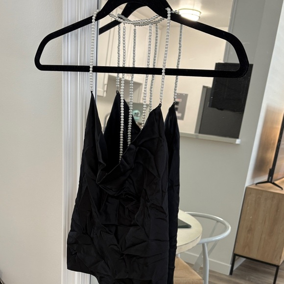 Cami NYC Tops - Cami NYC Black Top with pearlStraps
